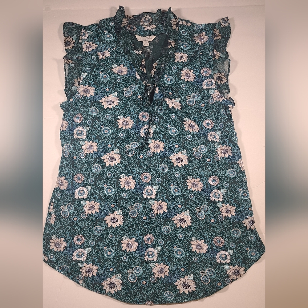 Womens Lucky Brand green floral top s/p
